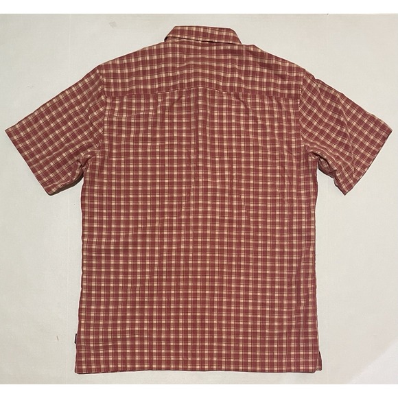 Quiksilver Shirt Mens Size Medium Orange Red Plaid Check Button Up Short Sleeve - Picture 6 of 6